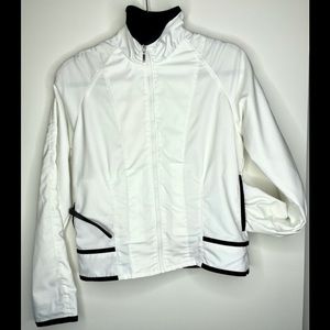 NIKE WHITE & BLACK TRIM WOMEN'S JACKET FULL ZIP  POCKETS SILVER TAG SMALL (4-6)